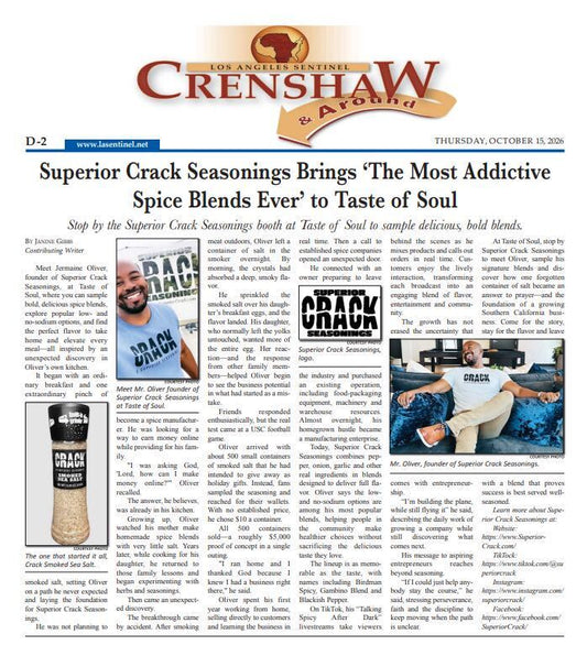 From a Kitchen Discovery to a Flavor Revolution: Superior Crack Seasonings Featured in the LA Sentinel